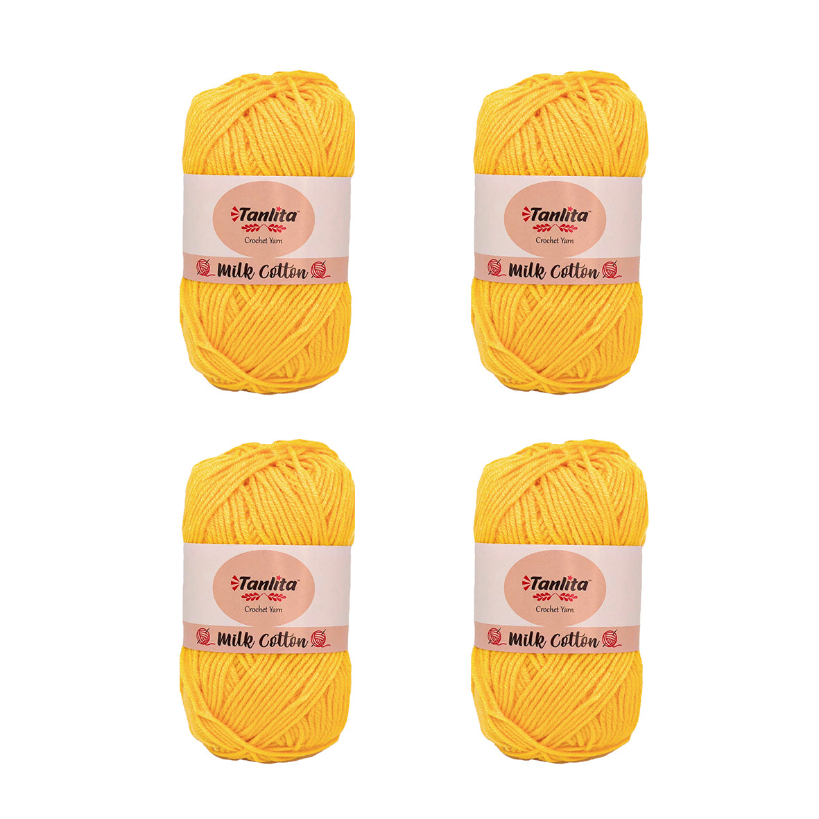 4 Roll Milk Cotton Crochet Yarn 200g, 440 Yards (01 Mustard) – TANLITA