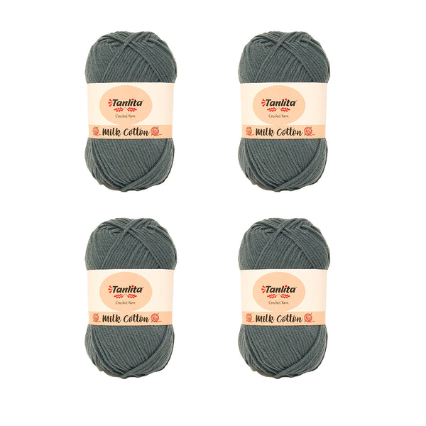 4 Roll Milk Cotton Crochet Yarn 200g, 440 Yards (39 Silver Gray)