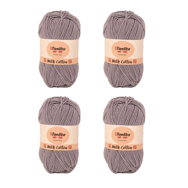 4 Roll Milk Cotton Crochet Yarn 200g, 440 Yards (72 Ash Purple)