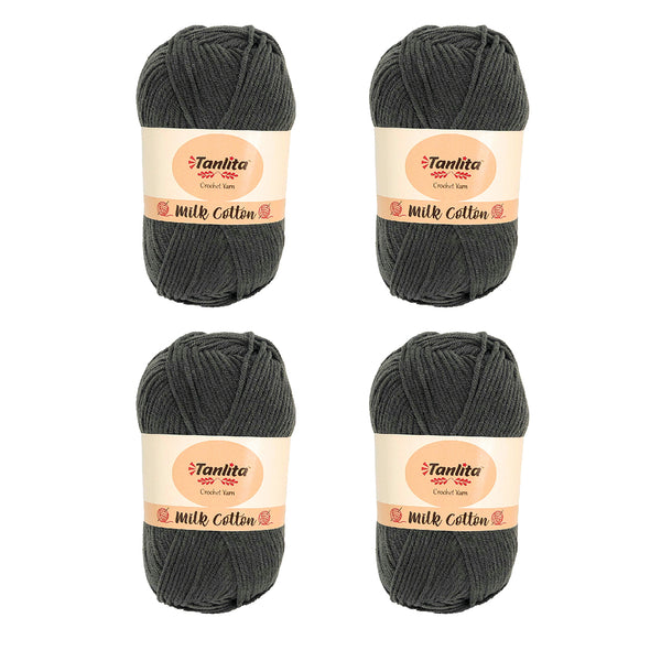4 Roll Milk Cotton Crochet Yarn 200g, 440 Yards (73 Carbon)