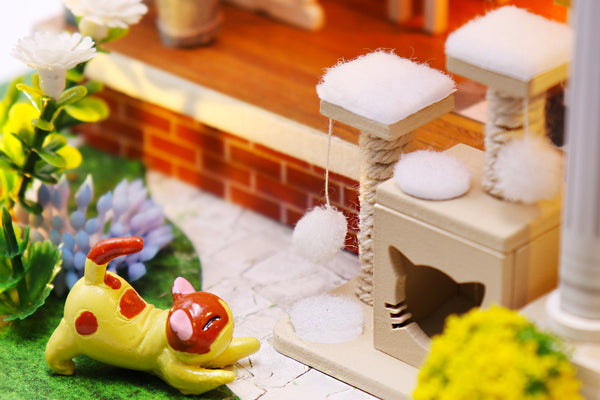 Miniature DIY Wooden Dollhouse Kit with Music Movement and LED and Dust Cover (L2001)
