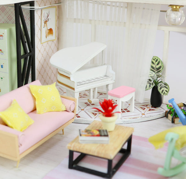 Miniature DIY Dollhouse Kit with LED, Music Movement, Furniture (M035)