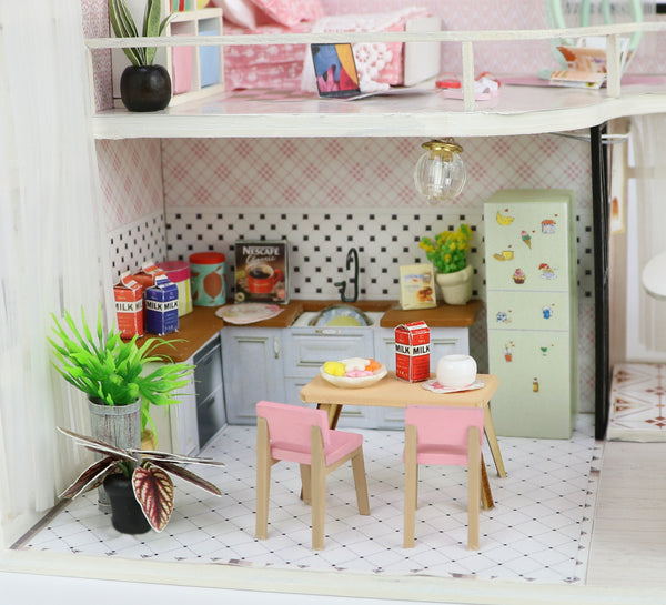 Miniature DIY Dollhouse Kit with LED, Music Movement, Furniture (M035)