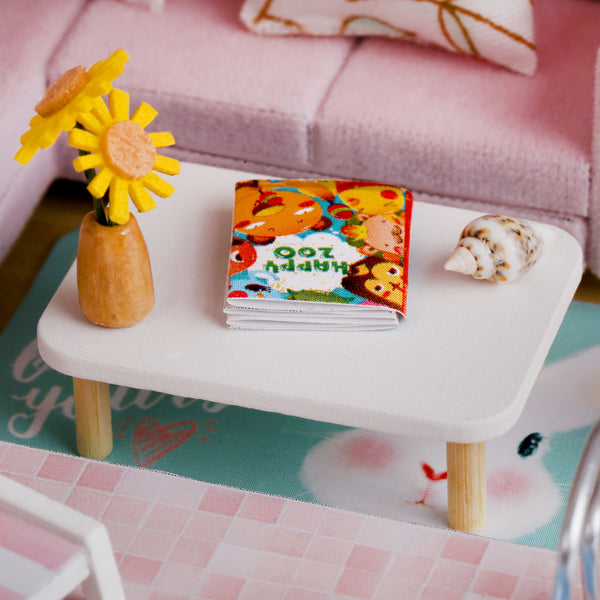 Miniature DIY Wooden Dollhouse Kit with Music Movement and LED and Dust Cover (M915)
