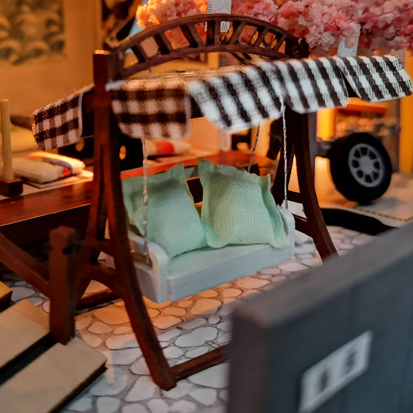Miniature DIY Wooden Dollhouse Kit with Music Movement and LED and Dust Cover (PC902)