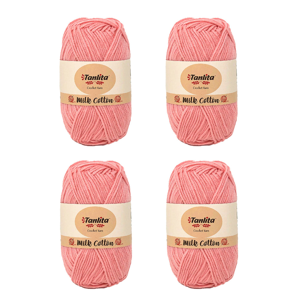 4 Roll Milk Cotton Crochet Yarn 200g, 440 Yards (02 Light Pink) – TANLITA