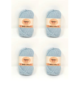 4 Roll Milk Cotton Crochet Yarn 200g, 440 Yards (14 Baby Blue)