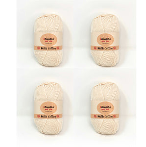 4 Roll Milk Cotton Crochet Yarn 200g, 440 Yards (02 Light Pink