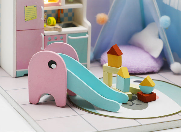Miniature Modern DIY Dollhouse Kit, with LED, Dust Cover, Collectible Dollhouse (S2008)