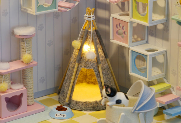 Miniature Modern DIY Dollhouse Kit, with LED, Dust Cover, Collectible Dollhouse (S2009)