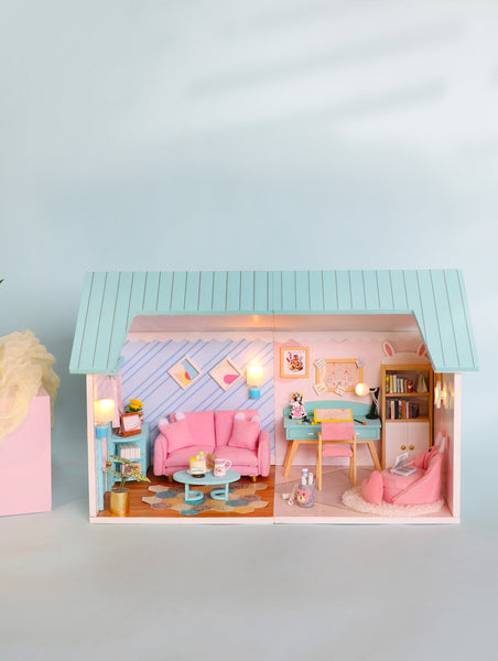 Miniature Modern DIY Dollhouse Kit, with LED, Dust Cover, Collectible Dollhouse (S2004)