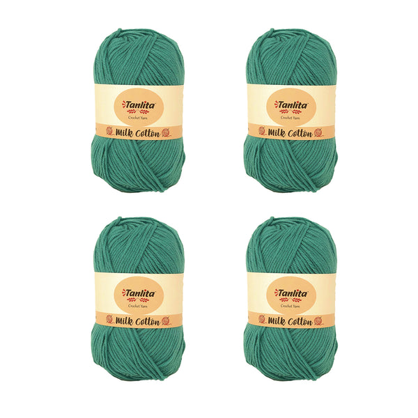4 Roll Milk Cotton Crochet Yarn 200g, 440 Yards (28 Turquoise)