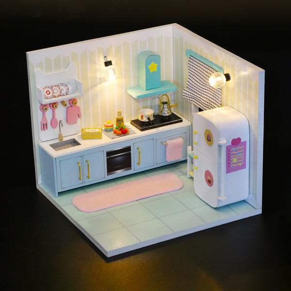Miniature Modern DIY Dollhouse Kit, with LED, Dust Cover, Collectible Dollhouse (S2007)