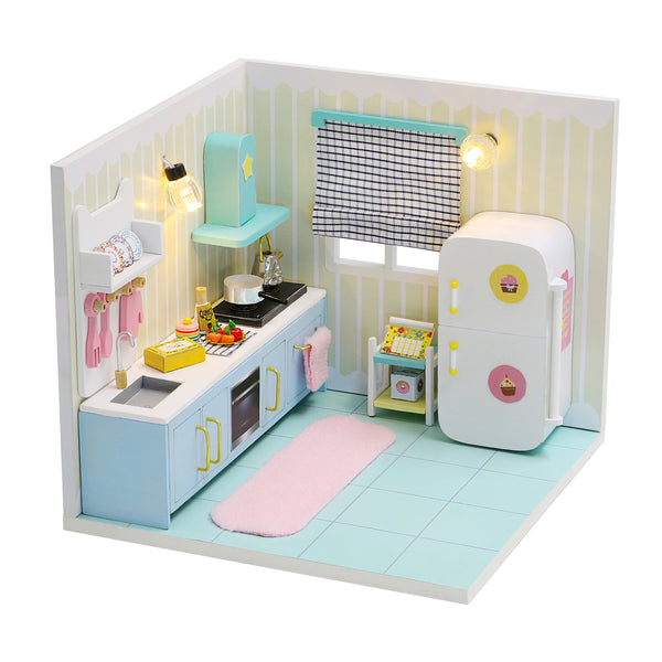 Miniature Modern DIY Dollhouse Kit, with LED, Dust Cover, Collectible Dollhouse (S2007)
