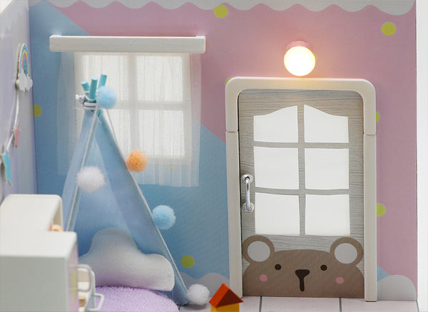 Miniature Modern DIY Dollhouse Kit, with LED, Dust Cover, Collectible Dollhouse (S2008)