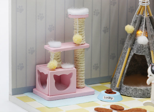 Miniature Modern DIY Dollhouse Kit, with LED, Dust Cover, Collectible Dollhouse (S2009)