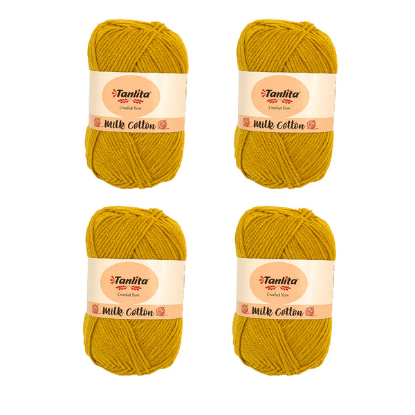4 Roll Milk Cotton Crochet Yarn 200g, 440 Yards (56 Golden)