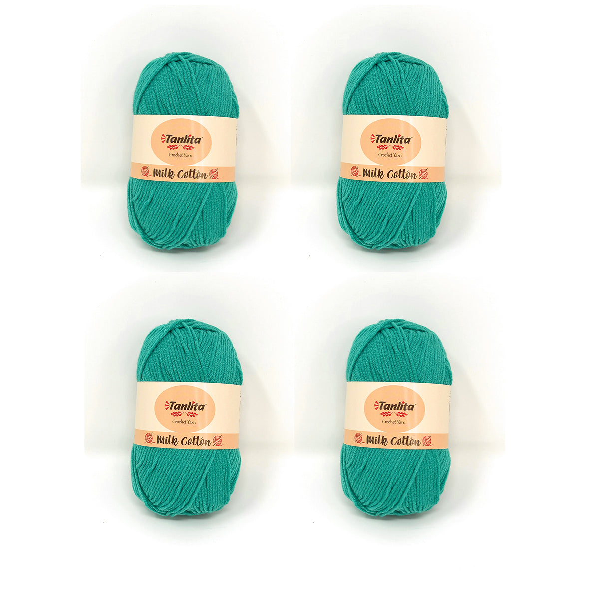 4 Roll Milk Cotton Crochet Yarn 200g, 440 Yards (59 Teal)