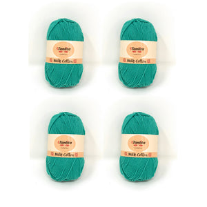 4 Roll Milk Cotton Crochet Yarn 200g, 440 Yards (59 Teal)