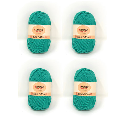 4 Roll Milk Cotton Crochet Yarn 200g, 440 Yards (59 Teal)