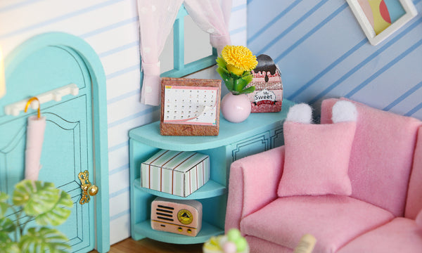 Miniature Modern DIY Dollhouse Kit, with LED, Dust Cover, Collectible Dollhouse (S2004)