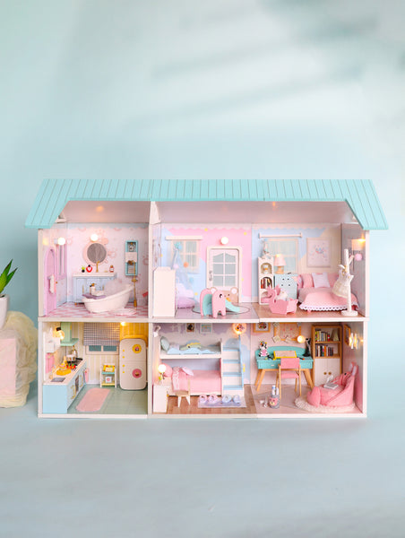 Miniature Modern DIY Dollhouse Kit, with LED, Dust Cover, Collectible Dollhouse (S2004)