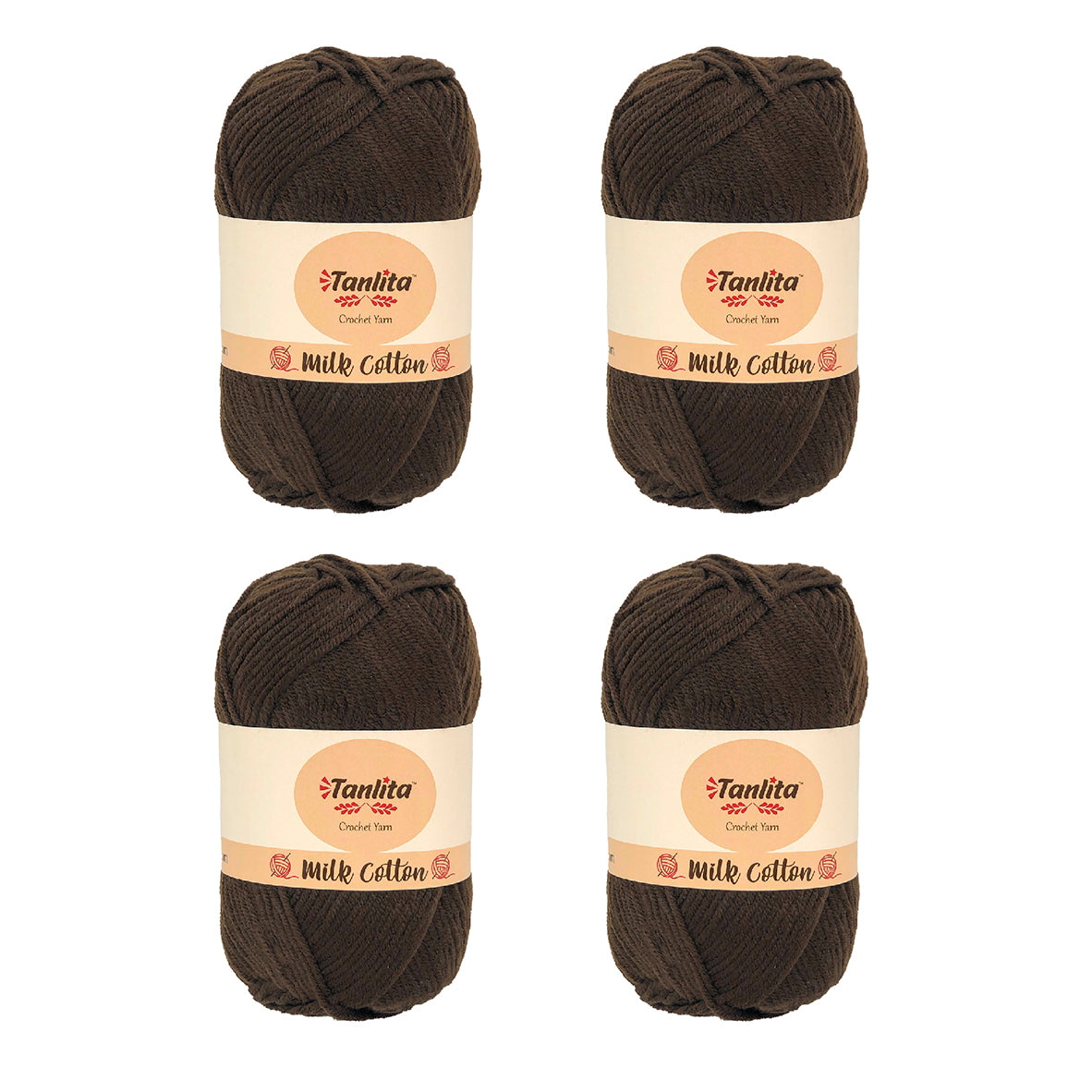 4 Roll Milk Cotton Crochet Yarn 200g, 440 Yards (61 Chestnut)