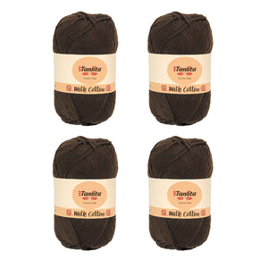 4 Roll Milk Cotton Crochet Yarn 200g, 440 Yards (61 Chestnut)