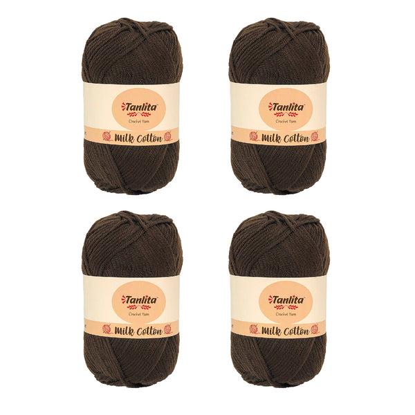 4 Roll Milk Cotton Crochet Yarn 200g, 440 Yards (61 Chestnut)
