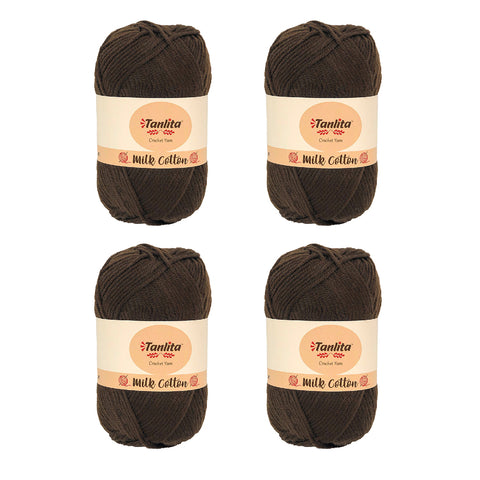 4 Roll Milk Cotton Crochet Yarn 200g, 440 Yards (61 Chestnut)