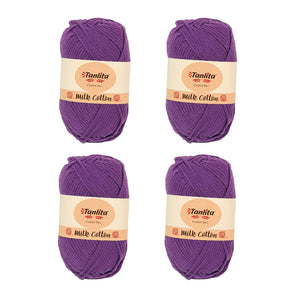 4 Roll Milk Cotton Crochet Yarn 200g, 440 Yards (04 Lilac) – TANLITA