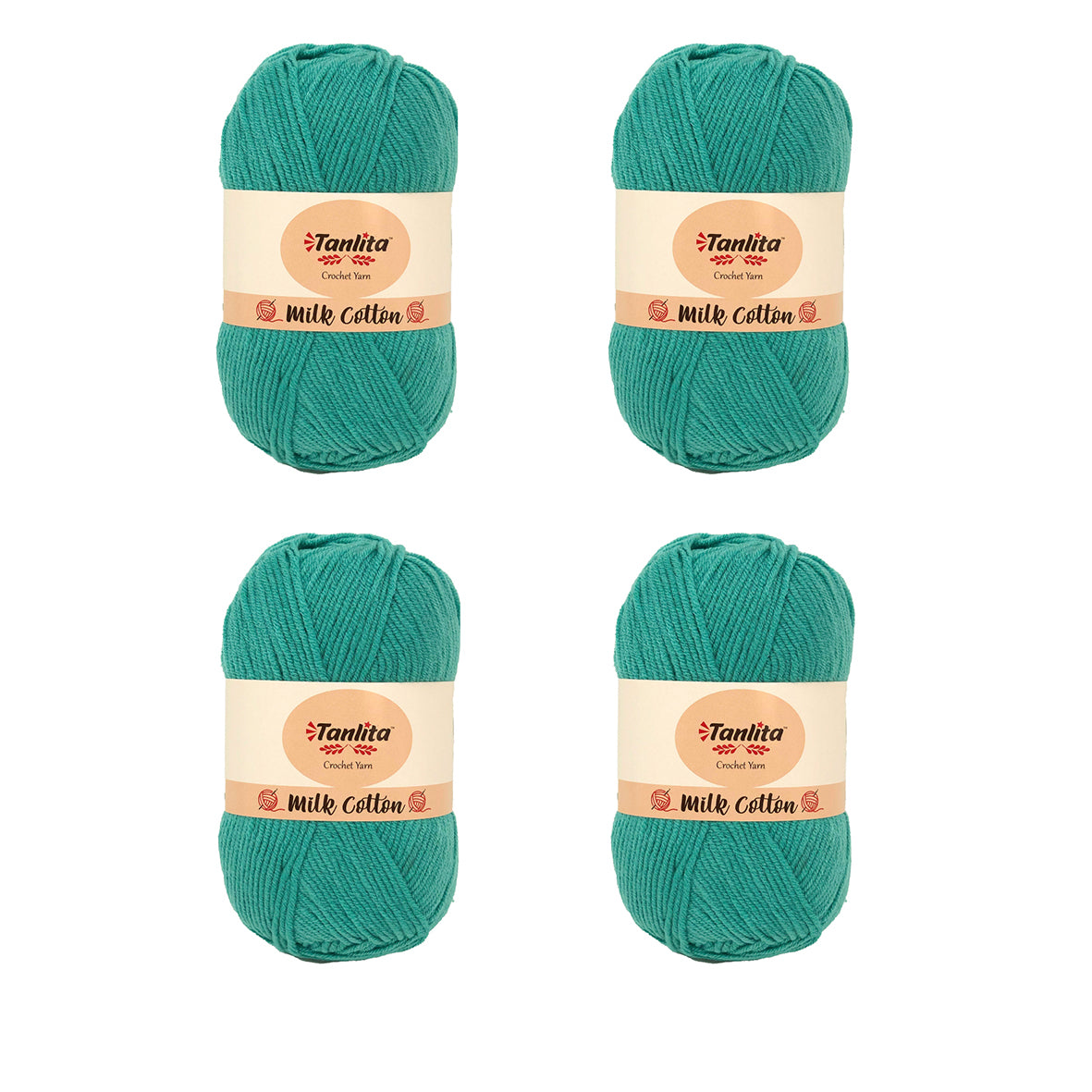 4 Roll Milk Cotton Crochet Yarn 200g, 440 Yards (64 Light Teal)