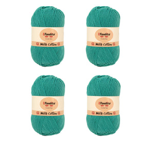 4 Roll Milk Cotton Crochet Yarn 200g, 440 Yards (64 Light Teal)