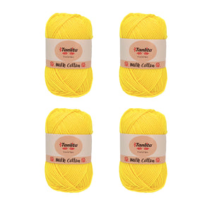 4 Roll Milk Cotton Crochet Yarn 200g, 440 Yards (66 Lemon)