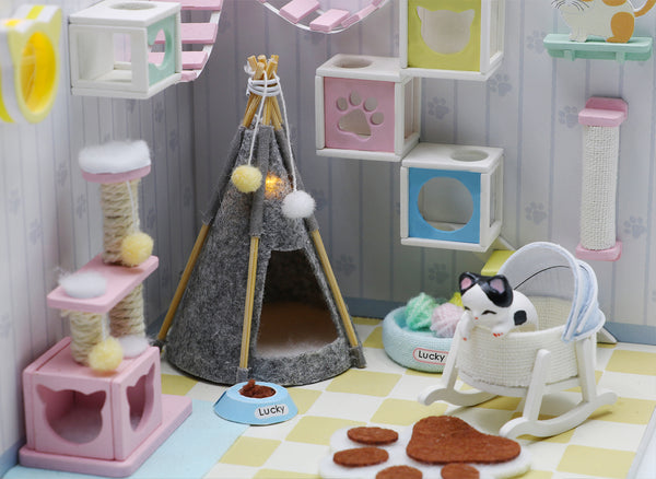 Miniature Modern DIY Dollhouse Kit, with LED, Dust Cover, Collectible Dollhouse (S2009)