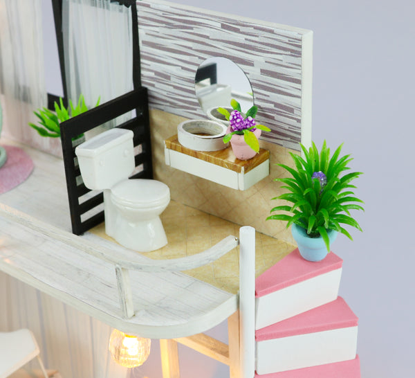 Miniature DIY Dollhouse Kit with LED, Music Movement, Furniture (M035)