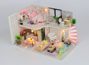 Miniature DIY Dollhouse Kit with LED, Music Movement, Furniture (M035)