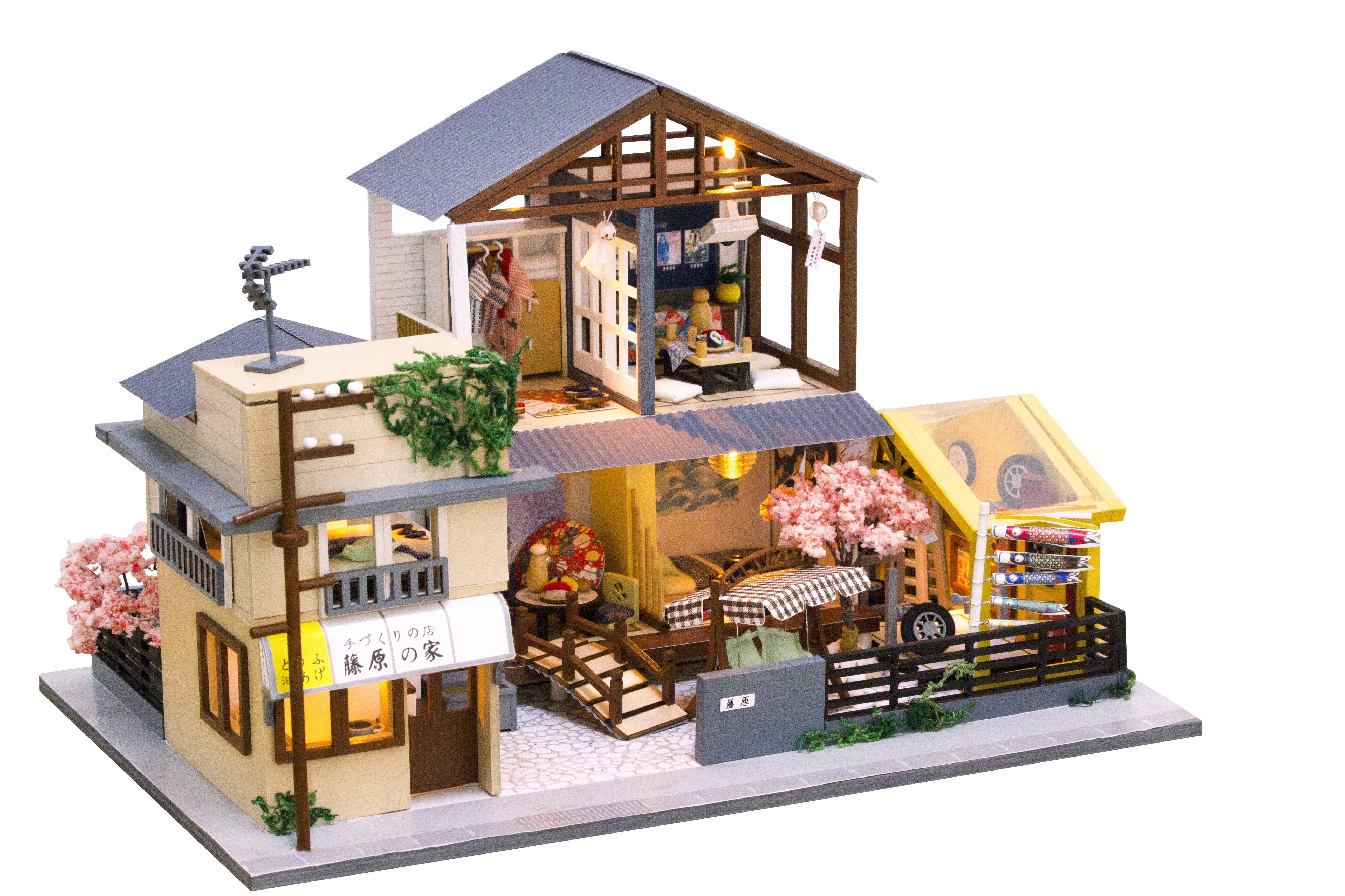 Miniature DIY Wooden Dollhouse Kit with Music Movement and