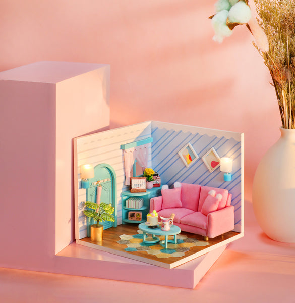 Miniature Modern DIY Dollhouse Kit, with LED, Dust Cover, Collectible Dollhouse (S2004)