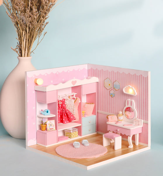 Miniature Modern DIY Dollhouse Kit, with LED, Dust Cover, Collectible Dollhouse (S2011)