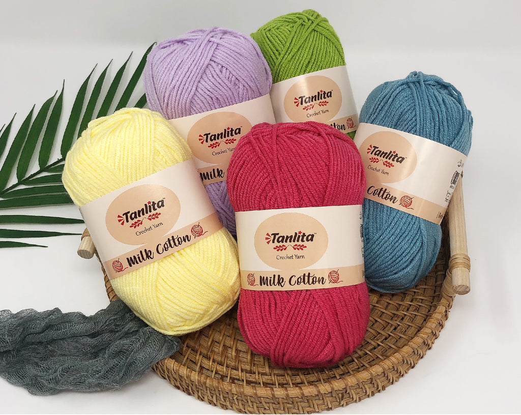 4 Roll Milk Cotton Crochet Yarn 200g, 440 Yards (37 Grass Green) – TANLITA