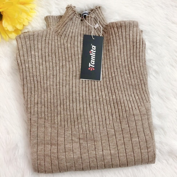 TANLITA | Turtleneck Pullover Long Sleeve Sweater (Khaki)
