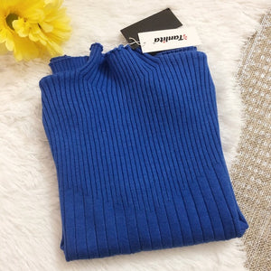 TANLITA | Turtleneck Pullover Long Sleeve Sweater (Blue)