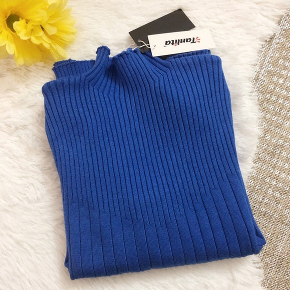 TANLITA | Turtleneck Pullover Long Sleeve Sweater (Blue)