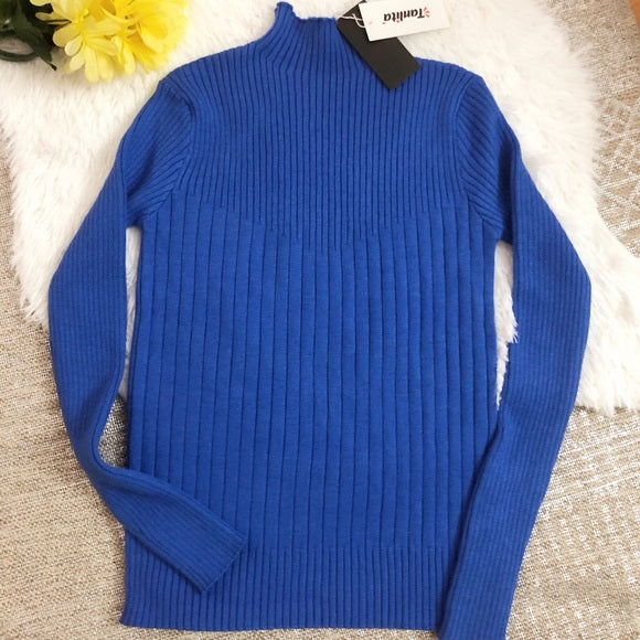 TANLITA | Turtleneck Pullover Long Sleeve Sweater (Blue)