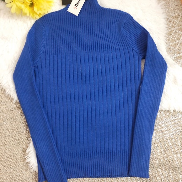 TANLITA | Turtleneck Pullover Long Sleeve Sweater (Blue)