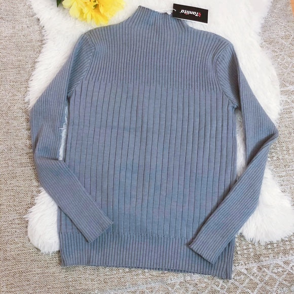TANLITA | Turtleneck Pullover Long Sleeve Sweater (Gray)