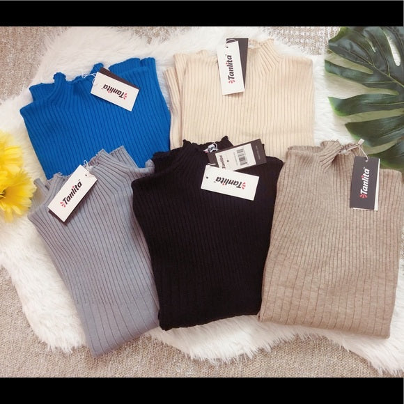 TANLITA | Turtleneck Pullover Long Sleeve Sweater (Gray)